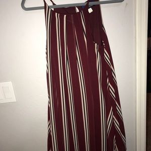 Maroon dress with stripes